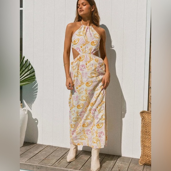 Peppermayo Dresses & Skirts - PEPPERMAYO Oysters and Prosecco printed maxi linen dress